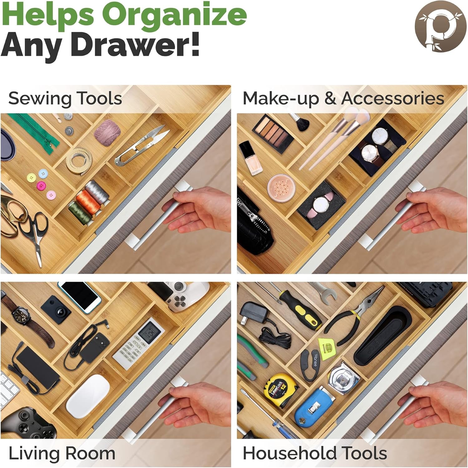 Expandable Silverware Organizer – 10 Compartments, Adjustable Drawer Tray