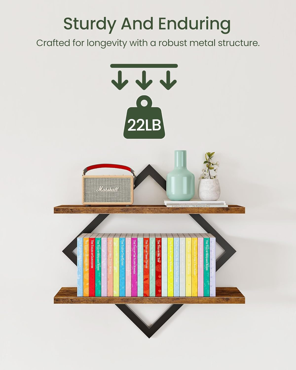 Floating Shelves, Set of 2 Wall Shelves, 2-Tier Hanging Shelves, Wall Shelf Set