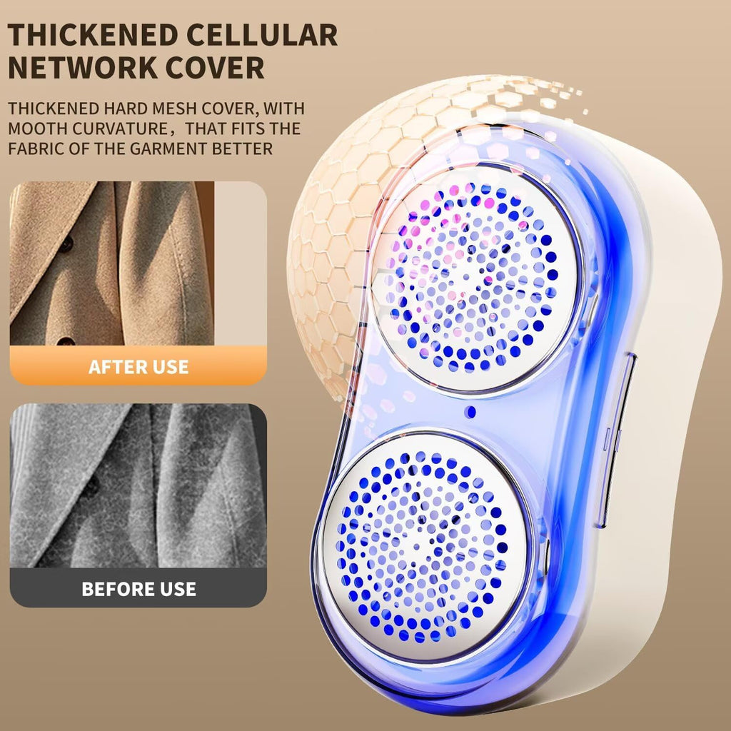 Ultimate Electric Fabric Shaver - Rechargeable Lint Remover with 6 Stainless Steel Blades for Safe Use on Sweaters, Coats, and Sofas