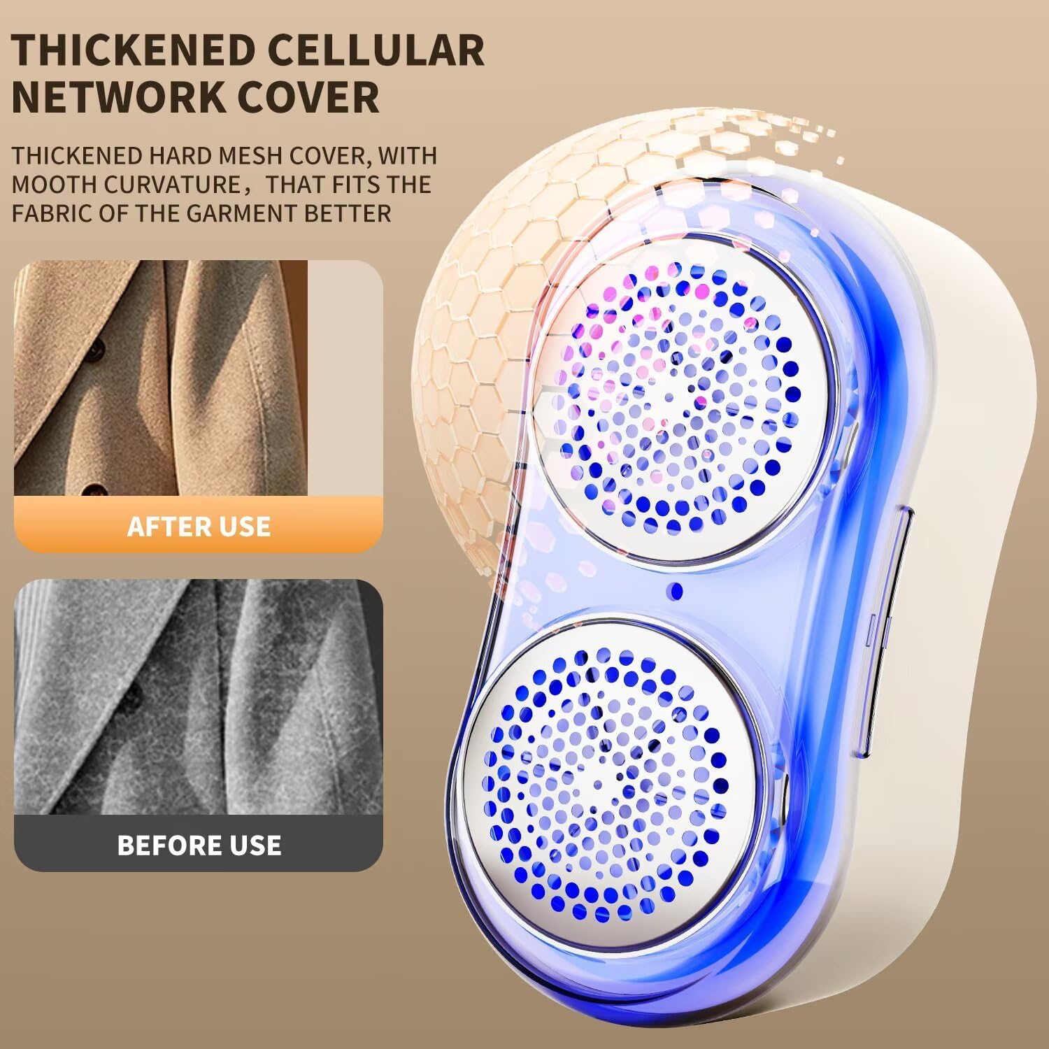 Ultimate Electric Fabric Shaver - Rechargeable Lint Remover with 6 Stainless Steel Blades for Safe Use on Sweaters, Coats, and Sofas