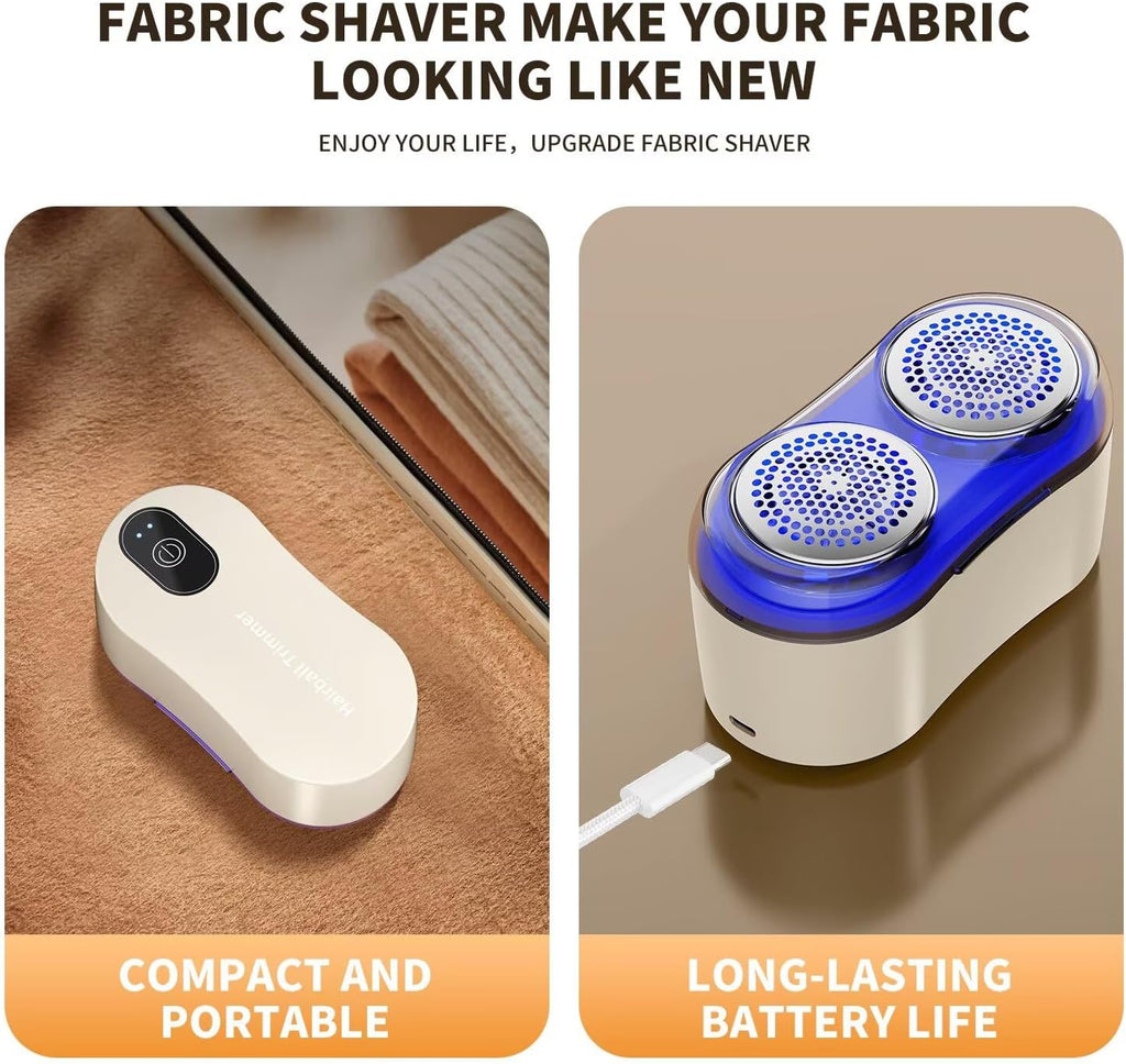 Ultimate Electric Fabric Shaver - Rechargeable Lint Remover with 6 Stainless Steel Blades for Safe Use on Sweaters, Coats, and Sofas