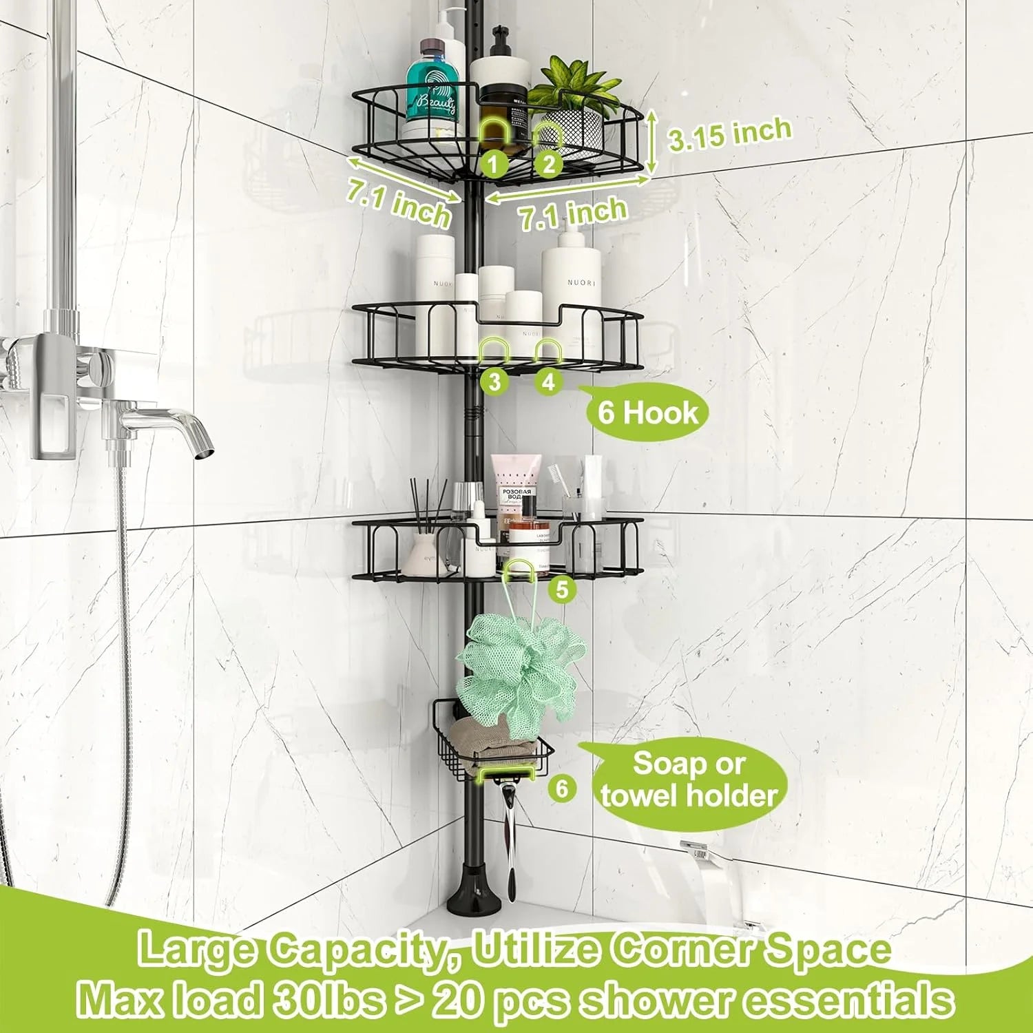 Corner Shower Caddy Tension Pole