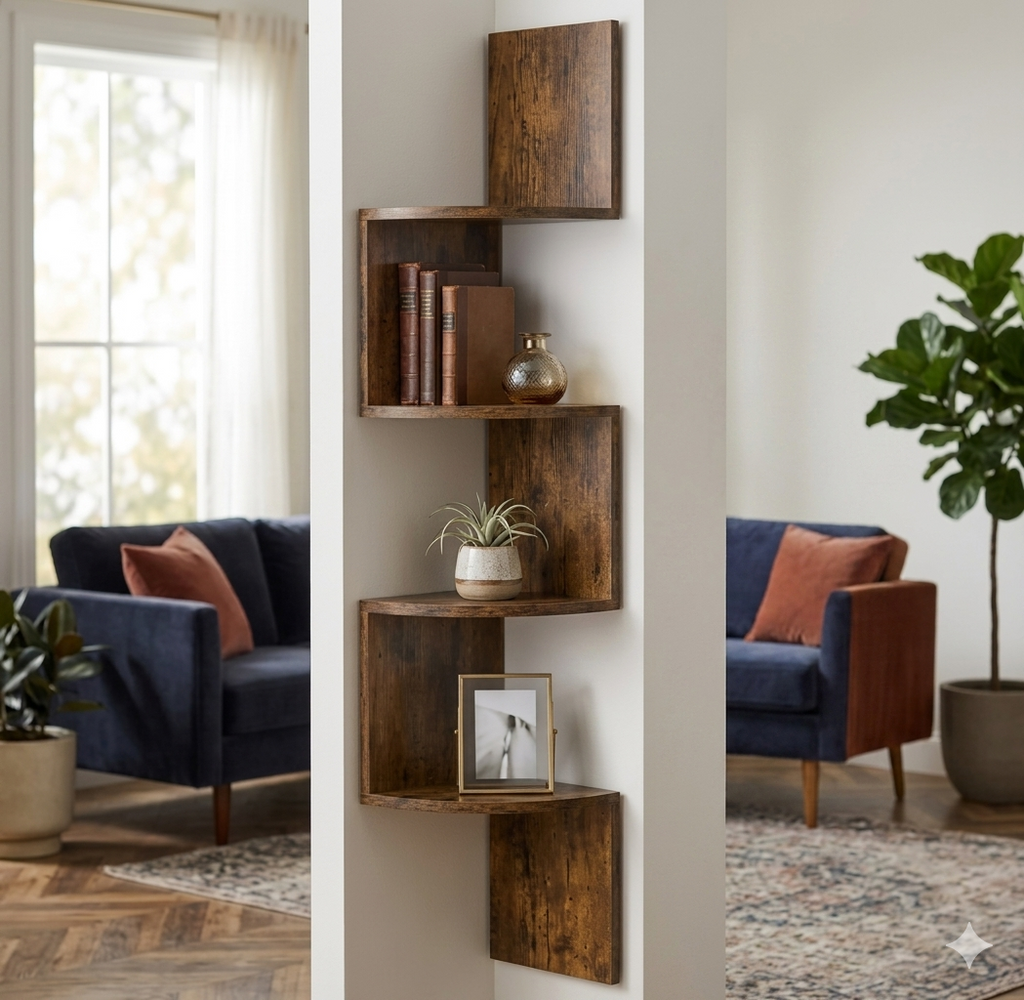 Zig Zag Corner Wall Shelf