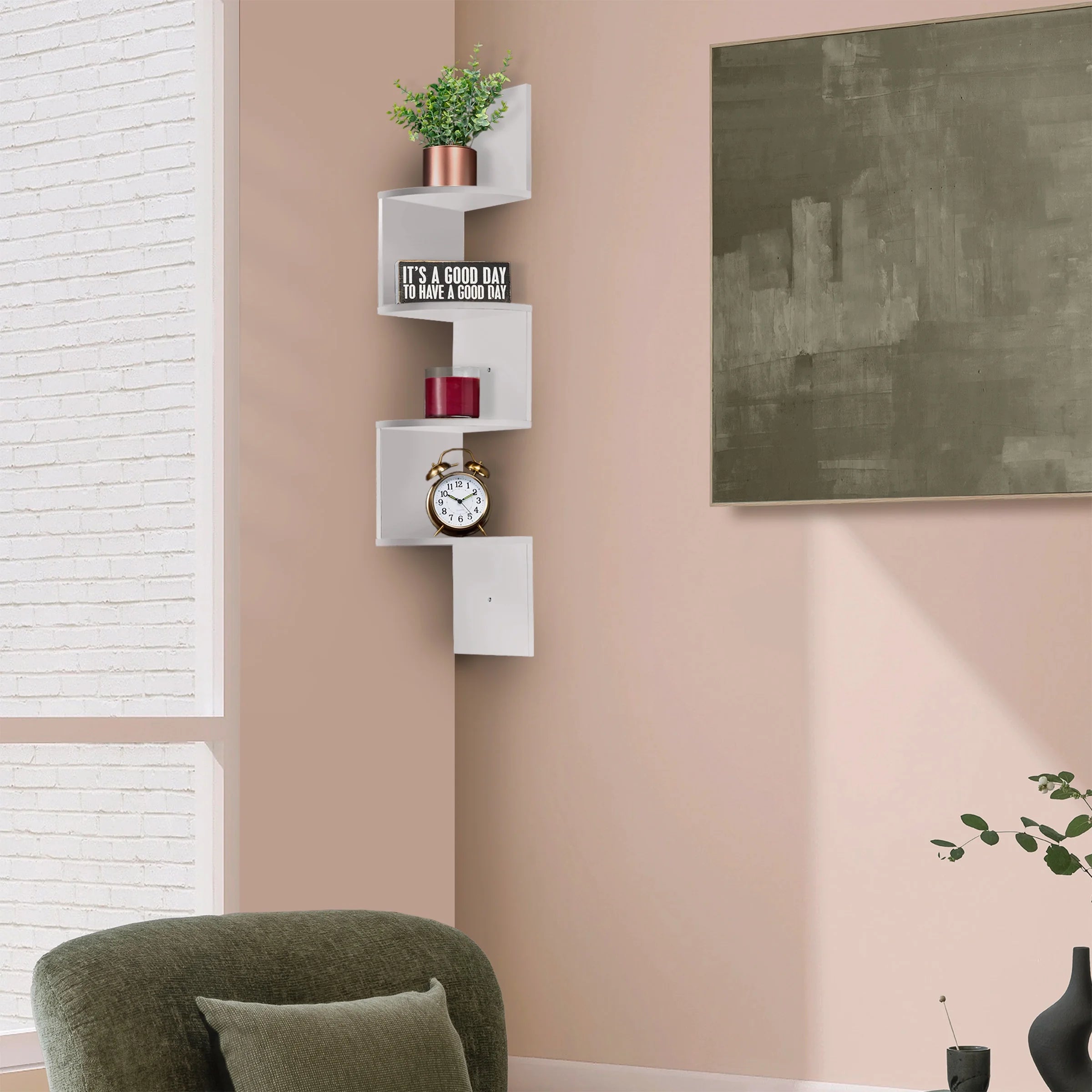 Zig Zag Corner Wall Shelf